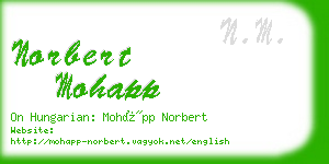 norbert mohapp business card